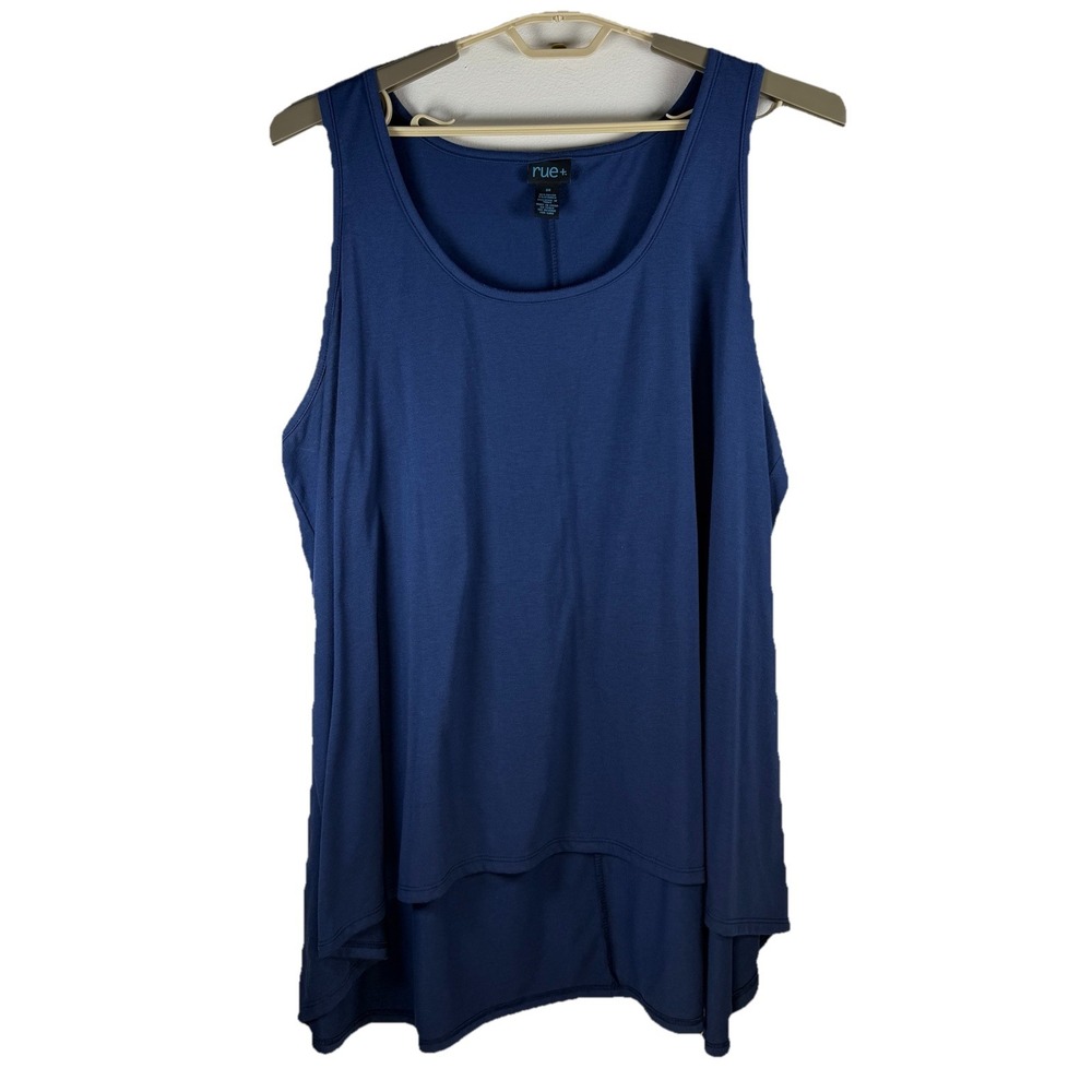 Rue21+ Tank Top Women's 3X Navy Blue High Low Sleeveless Plus Solid‎